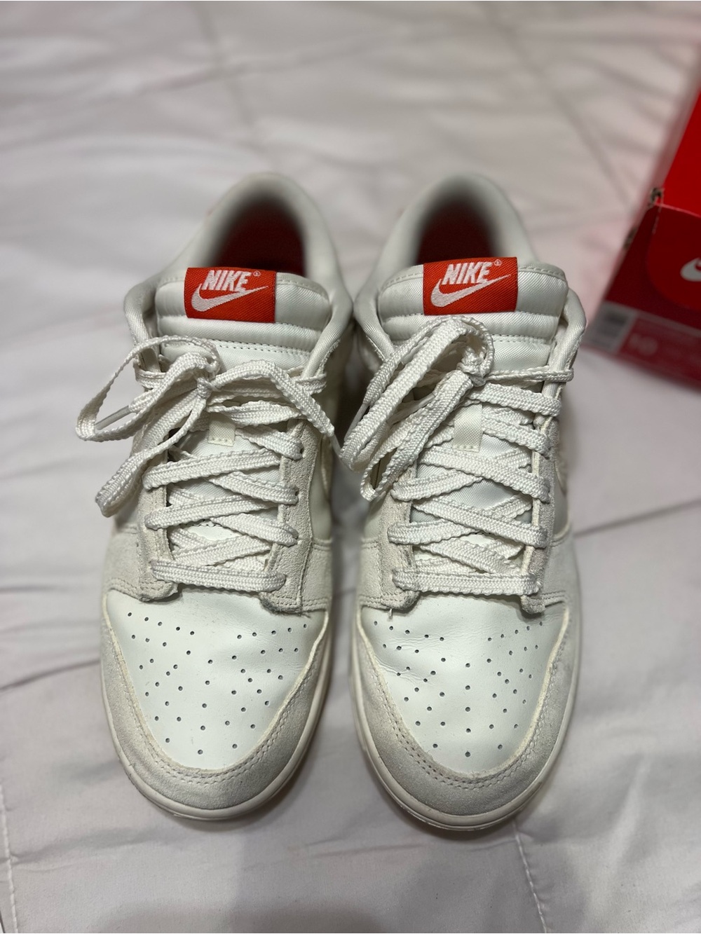 Nike Men’s Low-Top Sneakers — Pail Ivory/Picante Red